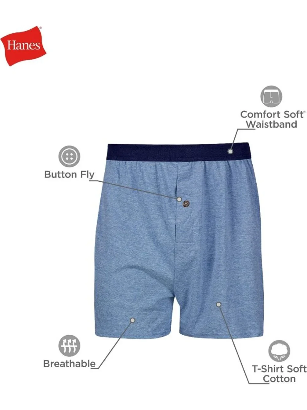 Comfortable Men's Boxers Multi-Pack, Cool Breathable Cotton, Flex Waistband